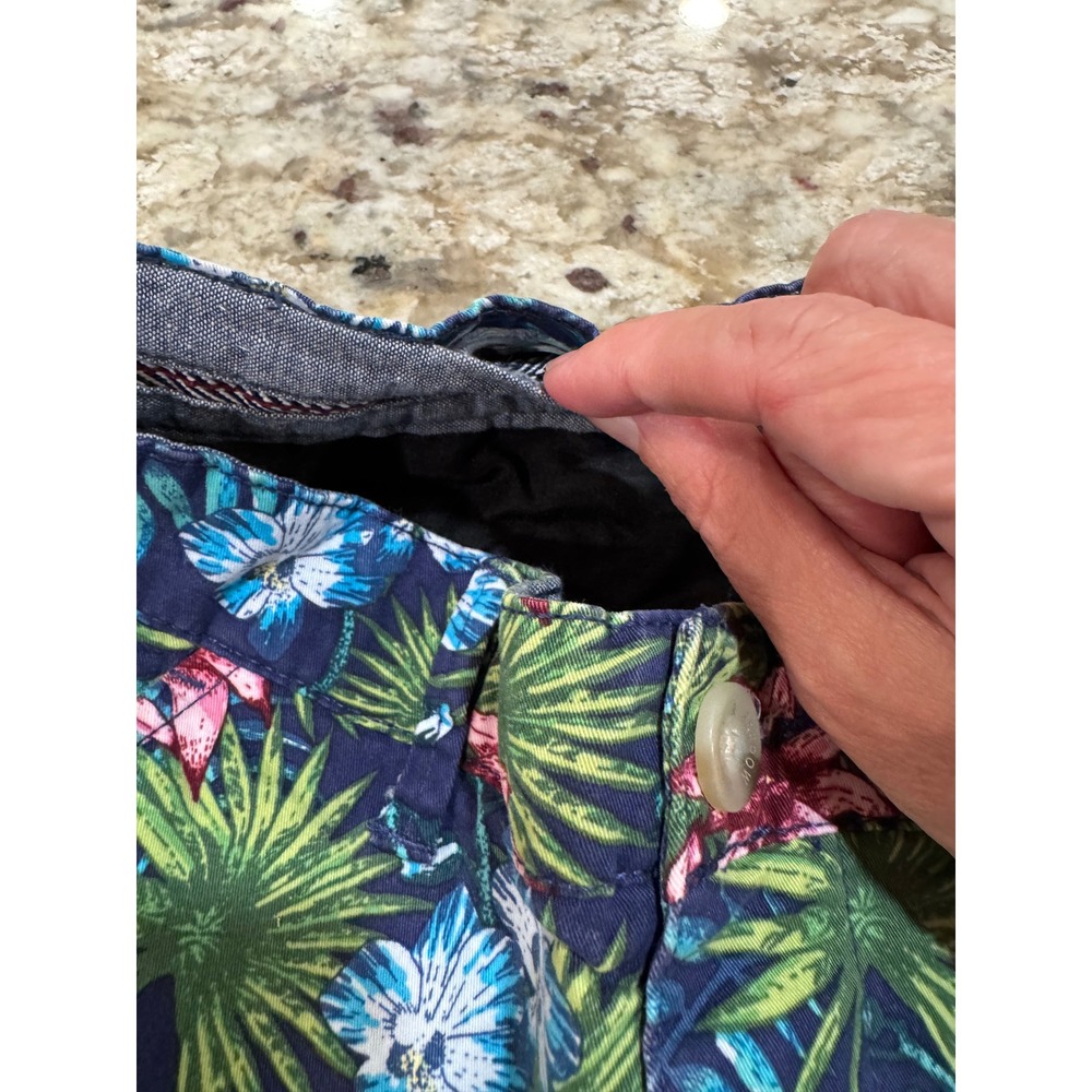 Hudson & Barrow Mens 30 Tropical Floral Shorts Navy Blue Hibiscus Palm Leaf - Picture 11 of 16